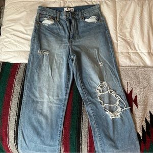 DAZE wide leg distressed jeans, size 28